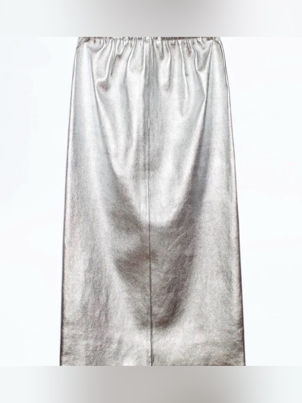 Zadig & Voltaire Metallic Silver Leather Midi Skirt